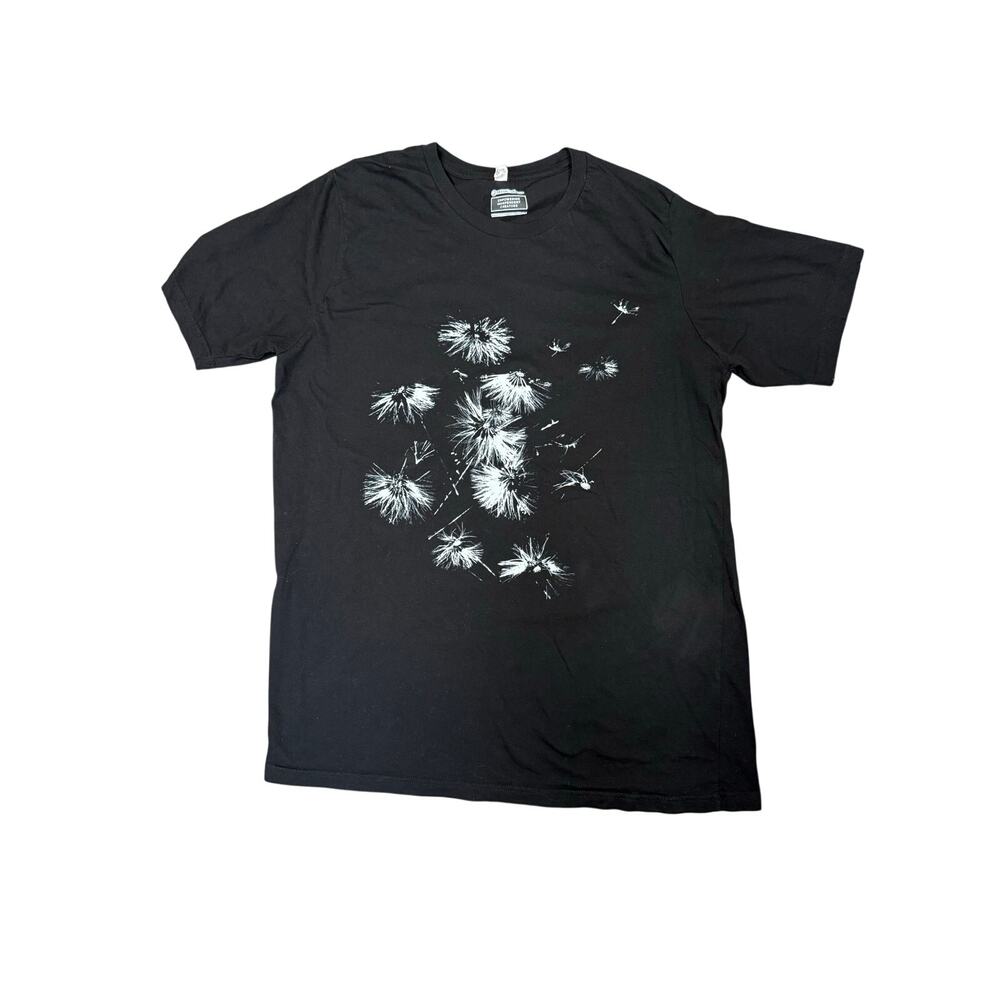 Black floral graphic tee t shirt cotton size XXL
